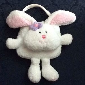 Gund Bunny Purse White with Purple Flower